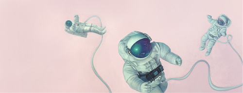 星際旅行，翁麗晶，40 x 100 cm，布本油畫，2017