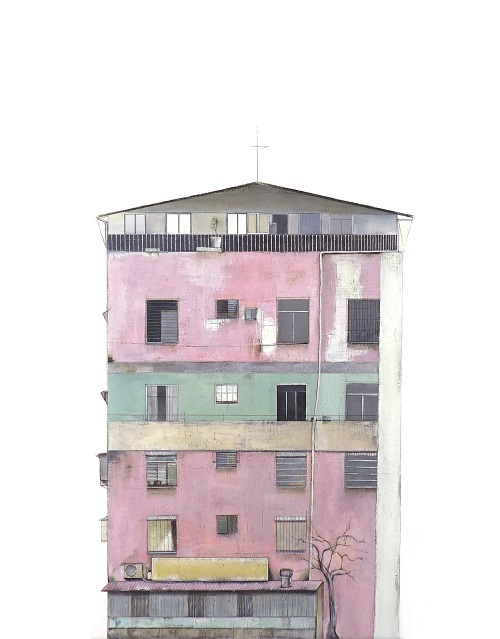 無樓III，王曉捷，64.5×52.5cm，布面油畫、碳，2016