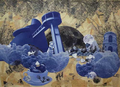 陳佩玲　  草叢   陽光、時間、藍曬、紙 、膠片     56  x 76 cm  2014