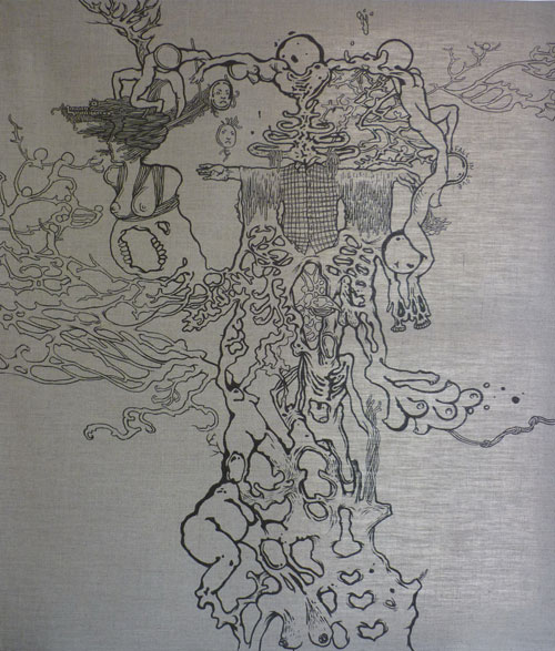 秋心#1  百強  80 × 70 cm   畫布．雙頭筆 2010