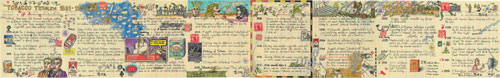 煙草年表1881-1952 馬若龍  132.8 x 20.5 cm 木顏色筆、水墨於用過的會計簿紙上 2010