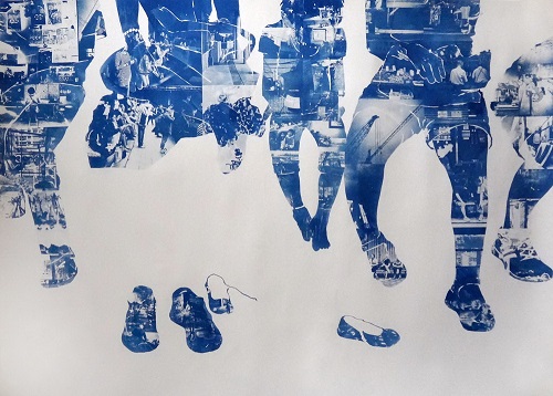 都市中的日常，楊美靜，108 x79 cm ，攝影、氰版顯影、水彩紙，2015