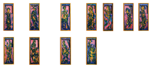 馬利亞仕女圖, 吳方洲, 32 x16 cm (11pcs), 木盒, 油彩, 丙烯, 2014 -2015