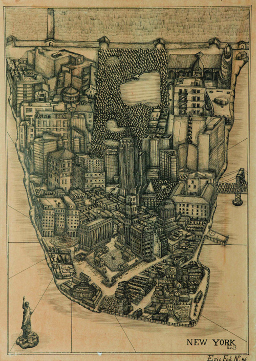 霍凱盛   樂園四十六   52 × 37.5 cm   針筆畫   2013