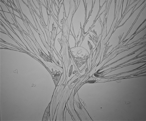 樹枝，靜夜 百強 45 x 38 cm  紙本繪畫 2010