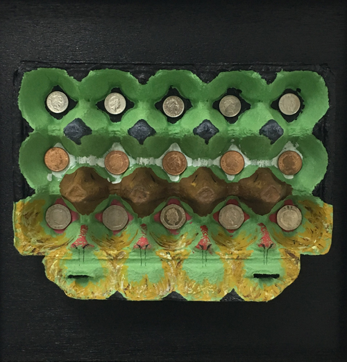皇冠二，王瑞麟，30 x 30 cm，壓克力，蛋盒，2016