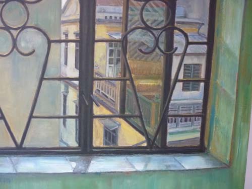 窗台系列  李英維  122 x 122  cm   畫布油画  2009