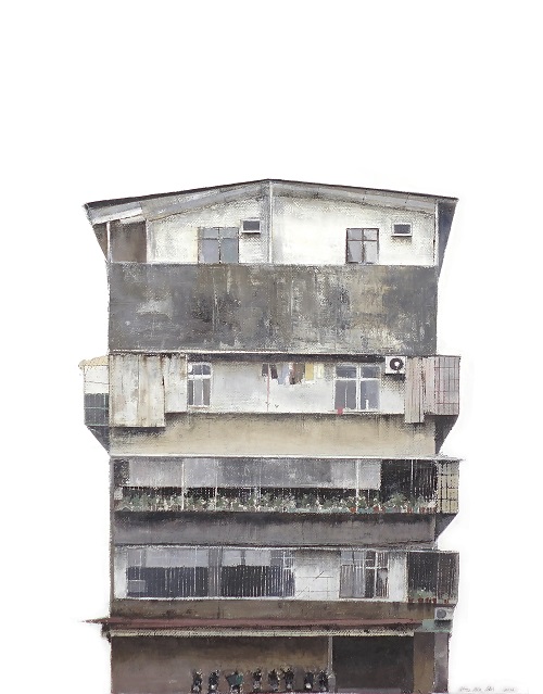 無樓I，王曉捷，64.5 × 52.5 cm，布面油畫、碳，2016
