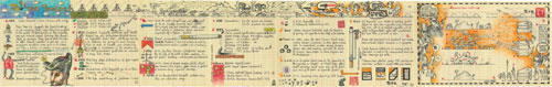 煙草年表1957-2010 馬若龍 132.8 x 20.5 cm 木顏色筆、水墨於用過的會計簿紙上 2010
