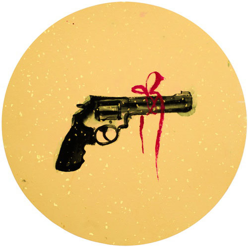 ＜愛與和平＞系列－黑手槍   33 × 33 cm   紙上水墨   2013