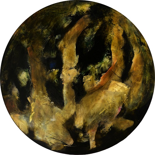 立定起跳，蘇侃哲，布本油畫，50 x 50 cm，2015