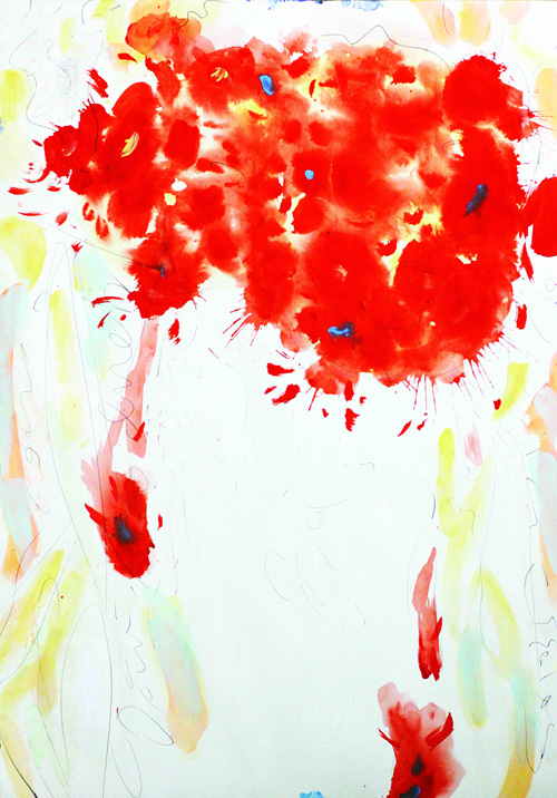蔡國傑    高梅盛事    100 × 70 cm    水性顏料、壓克力、紙本    2013