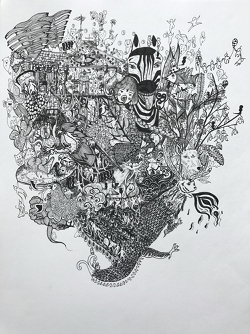 玩, 陳雪琳, 42 x 29.7 cm, 紙本鋼筆線描, 2017