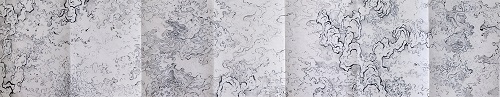 景界#3 (細節 1)，華堅玉，壓克力，石墨，中國墨，中國拉頁書，20 x 364 cm，2015