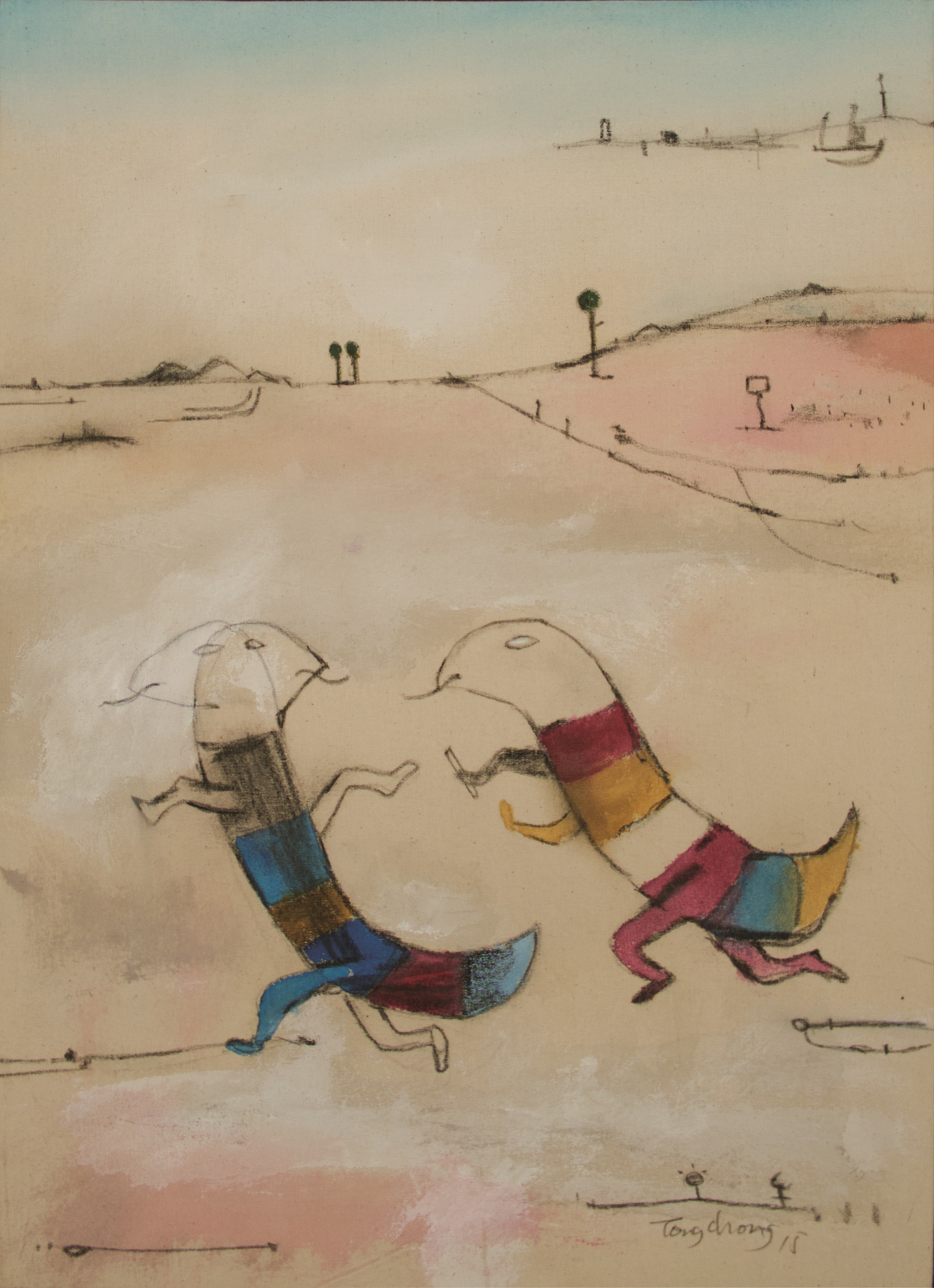 曠野二，唐重，國畫顏料，布本，47 x 34 cm，2015
