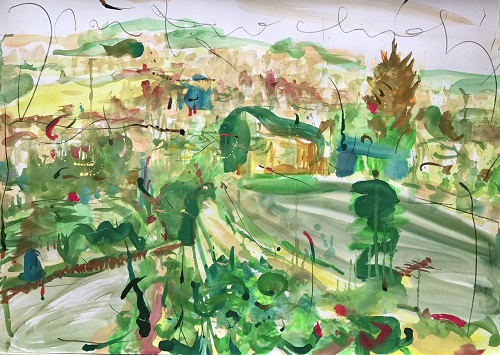 三望蓮花島，蔡國傑，70 x 100 cm，水性顏料，紙本，2017