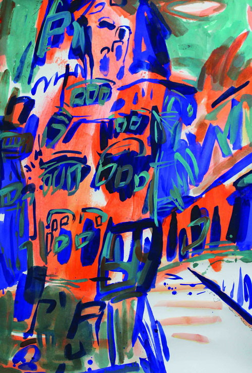 框不盡的斑駁   蔡國傑   190 x 150 cm   水性顏料、壓克力、紙本   2012