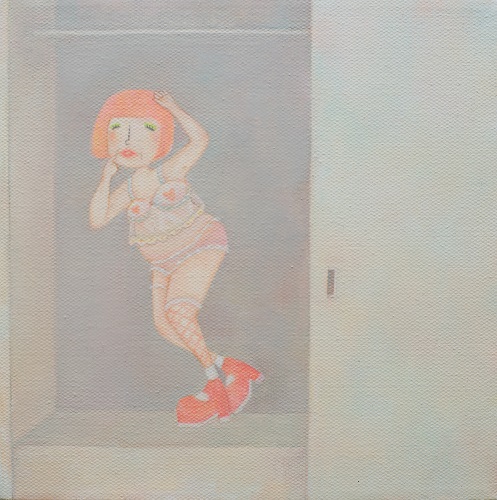 衣櫃女郎，梁靖儀，20 x 20 cm，布本油畫，2016