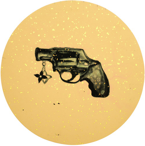 ＜愛與和平＞系列－LV手槍   33 × 33 cm    紙上水墨      2013
