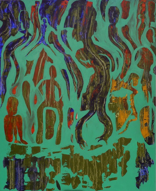 Untitled 9，羅翠兒，122 x 100 cm，壓克力，布本，2017