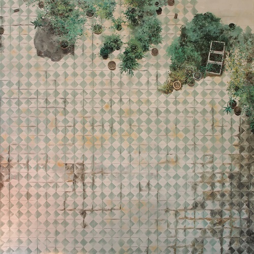 內園逐涼，黎小傑，168 × 168 cm，布本油畫，2013