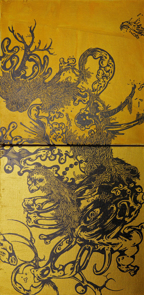 山海之間 — 傳說 百強  30 × 30 cm × 9   畫布、雙頭筆、壓克力 2011