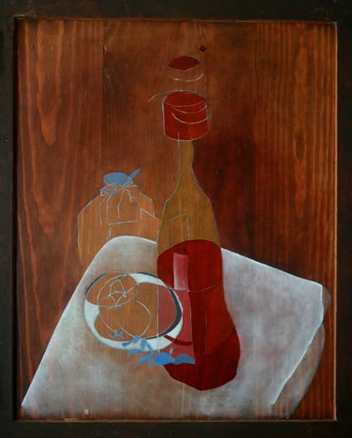 酒與水，羅翠兒，45 x 65 cm，木板油畫，2014