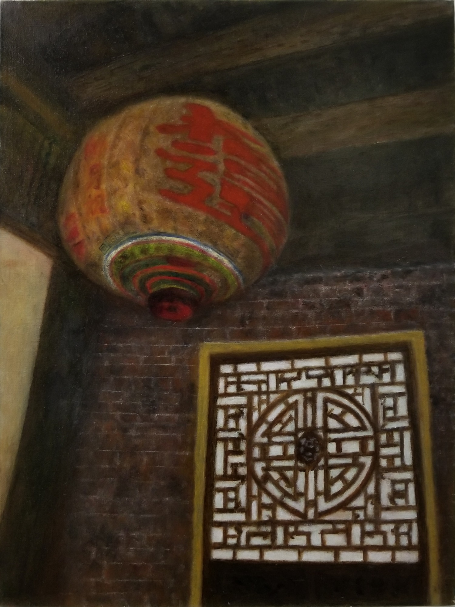 燈籠，鄧東尼，油畫，40 x 30 cm，2021